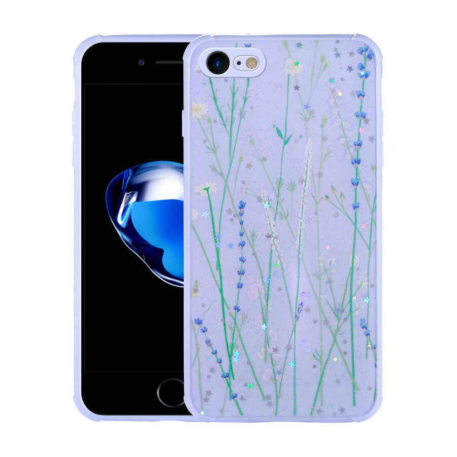 iPhone iPhone SE Simli Desenli Kamera Korumalı Parlak Zore Popy Kılıf