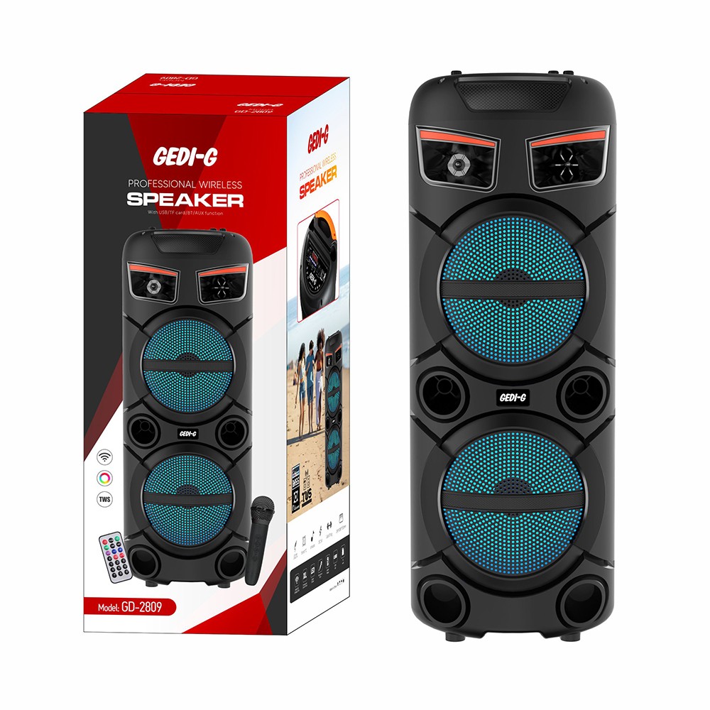 Rona GD-2809 Dijital LED Göstergeli FM Radyolu Mikrofonlu RGB TWS Çift 8 inç Stereo Bass Kablosuz Ka