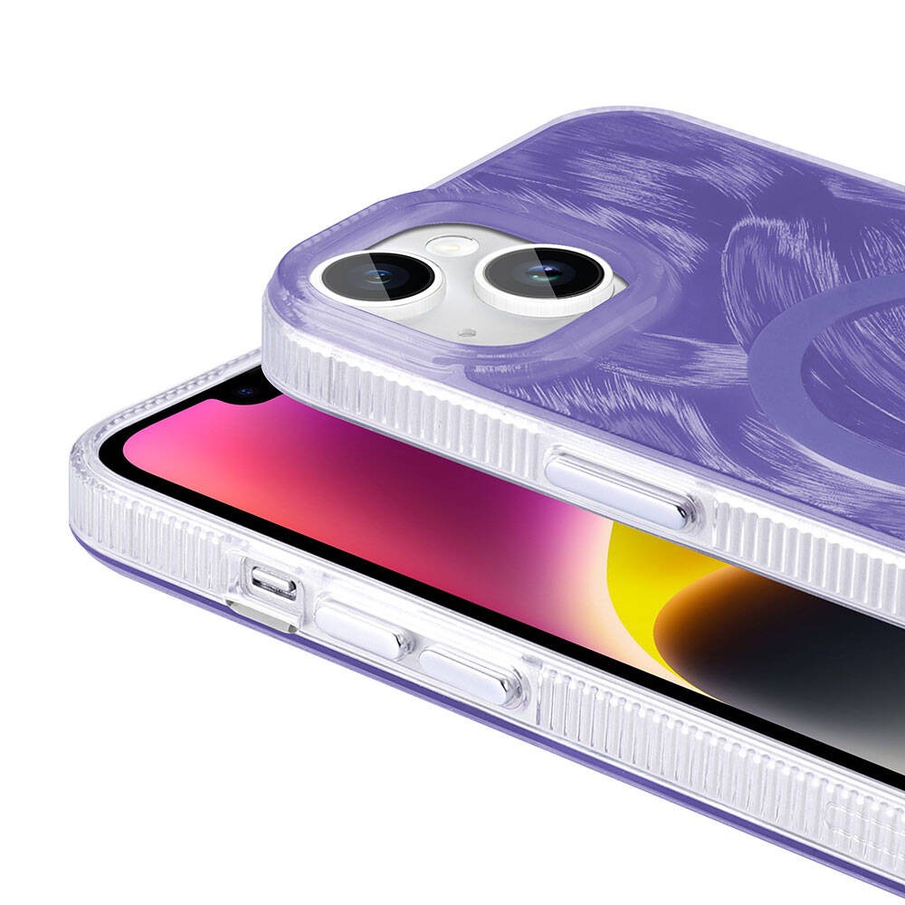iPhone 14 Magsafe Şarj Özellikli Fırça Boya Desenli Zore Palet