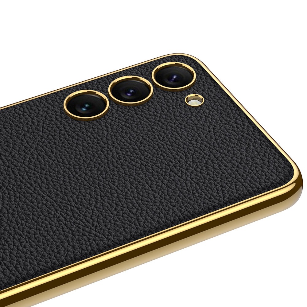 Galaxy S23 Plus Deri Görünümlü Kenarları Elektroplating Kaplama Zore Fizyon
