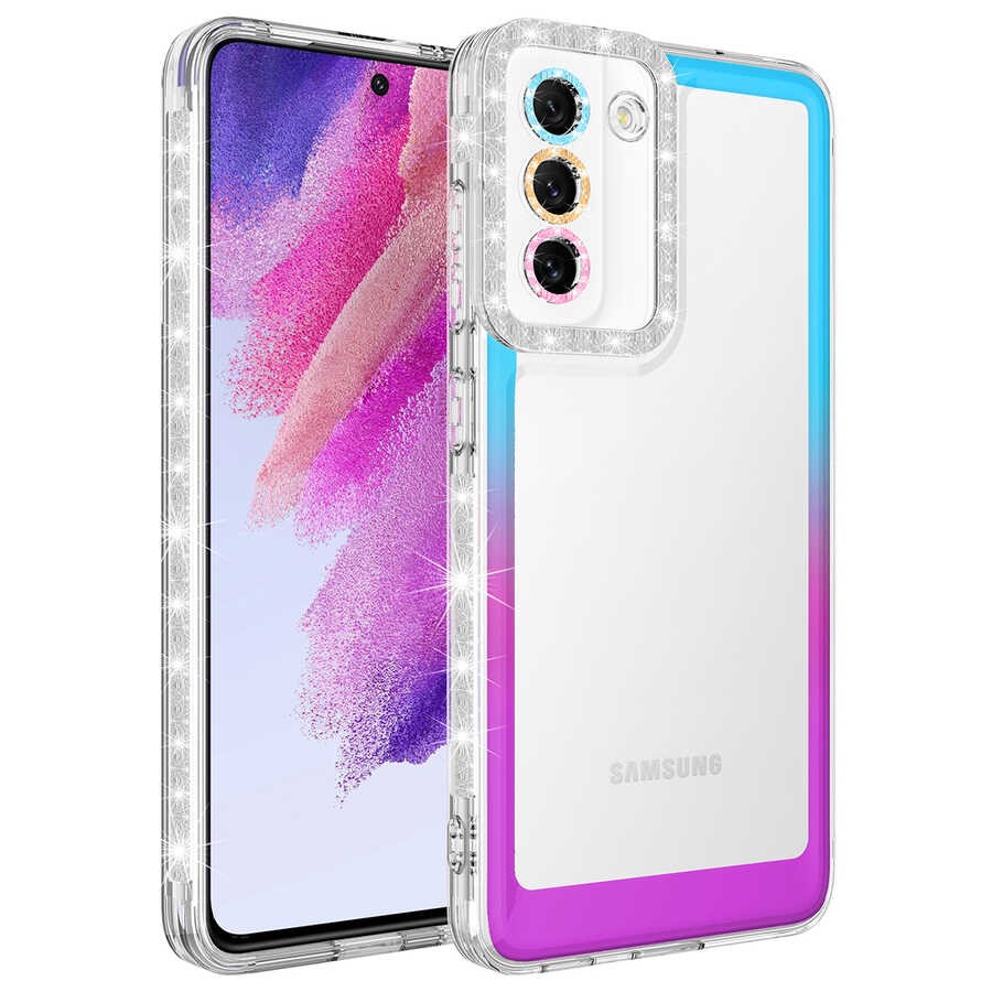 Galaxy S21 FE Kılıf Simli ve Renk Geçiş Tasarımlı Lens Korumalı Zore Park Kılıf