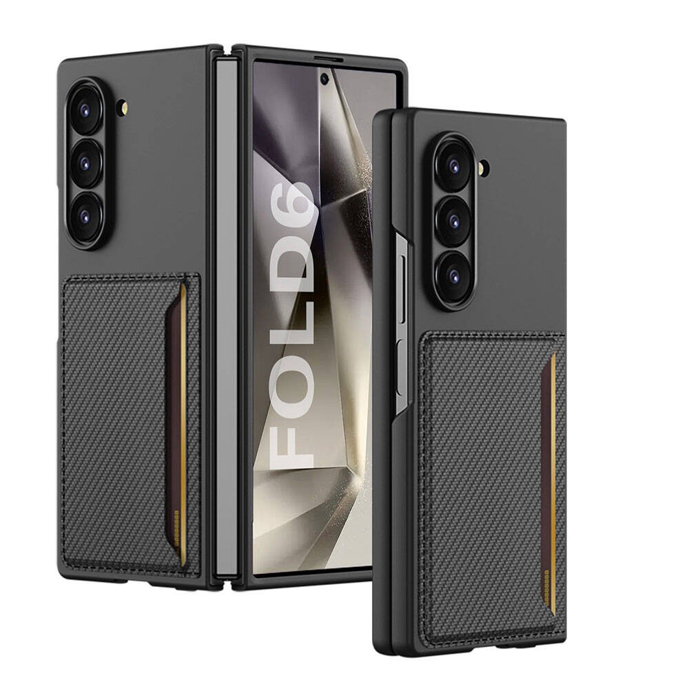 Galaxy Z Fold 6 Carbonfiber Back Surface Z-Card Kipta Hard Cover with Zore Card Holder