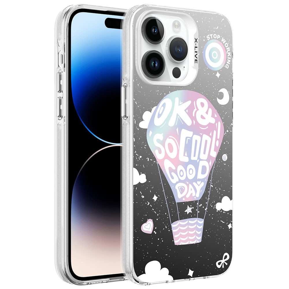 iPhone 14 Pro Max Uyumlu Desenli Zore Silver Sert Kapak