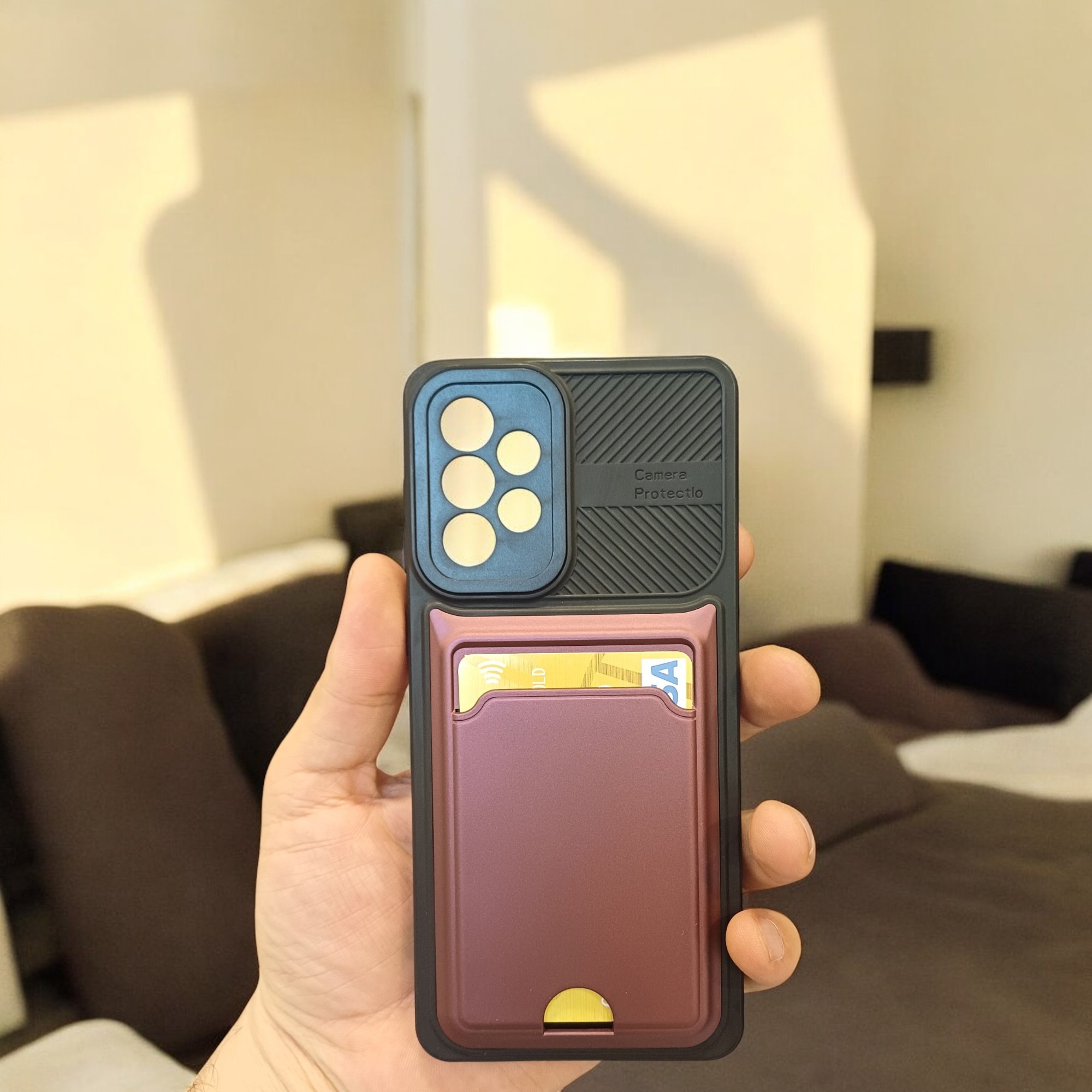 Samsung Galaxy A73 Uyumlu Kamera Korumalı Kartlıklı Kılıf(Çıkarılabilir Kamera Koruma)