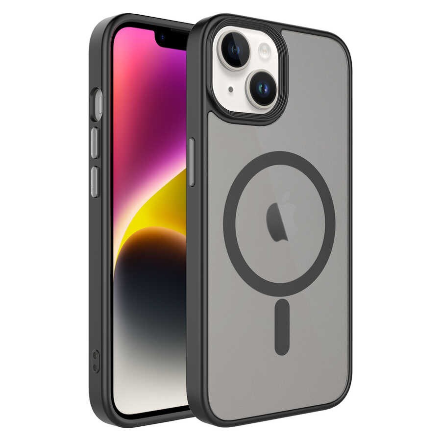 iPhone 14 Kılıf Mat Arka Yüzey Wireless Şarj Özellikli Zore Flet Magsafe Kılıf