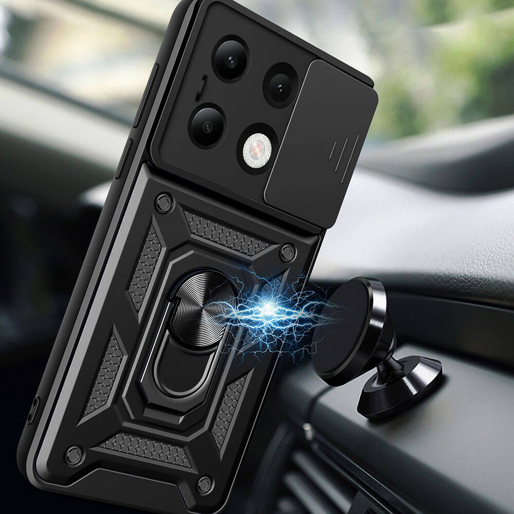 Xiaomi Redmi Note 13 4G Kılıf Magnetik Standlı Kamera Korumalı Zore Sürgülü Vega Kılıf