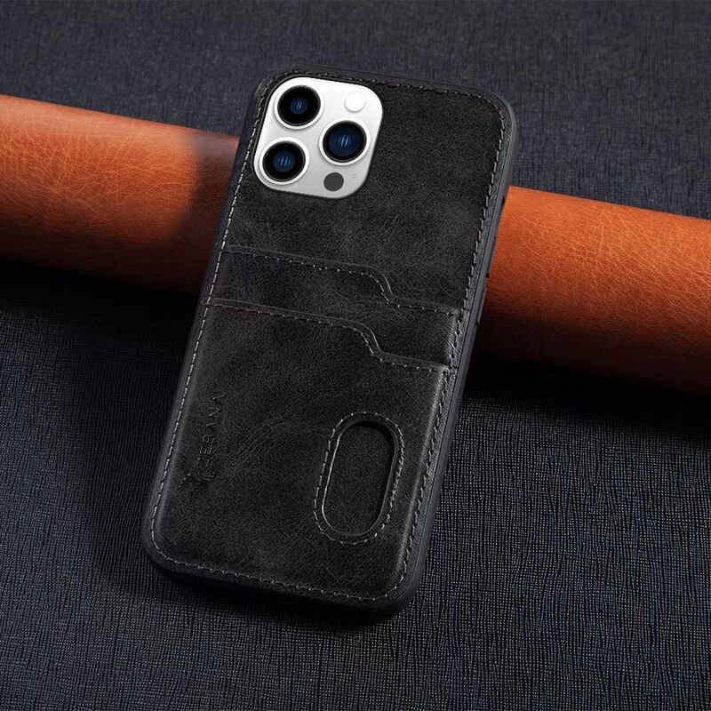 Apple iphone 15 Pro Uyumlu Zebana Kartlıklı Pu Deri Kılıf
