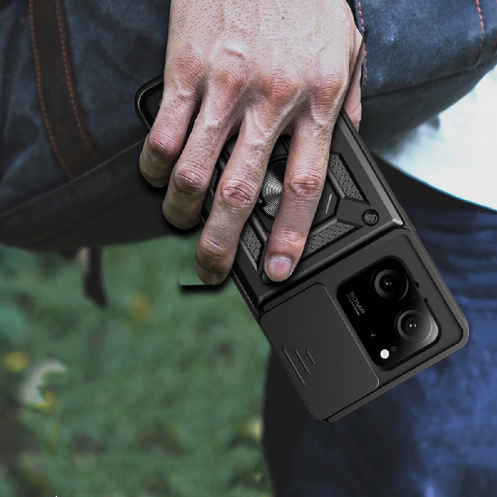 Xiaomi Mi 13T Kılıf Magnetik Standlı Kamera Korumalı Zore Sürgülü Vega Kılıf