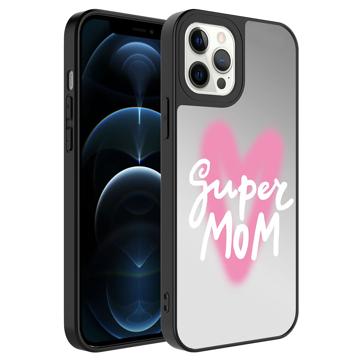 Mirrored Patterned Camera Protected Glossy Rona Mirror Case Compatible with iPhone 12 Pro Max