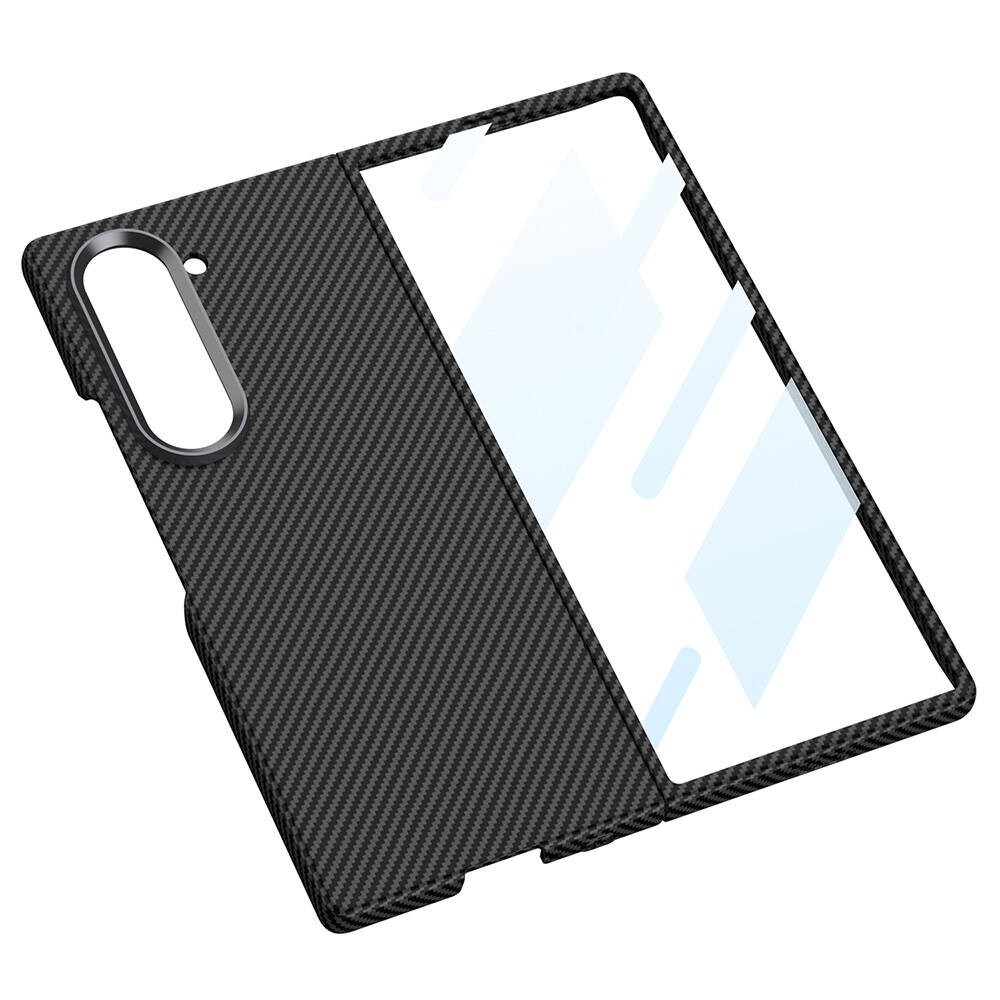 Galaxy Z Fold 6 Kamera Korumalı Karbon Fiber Tasarımlı Arka Yüzey Zore Kıpta Karbon