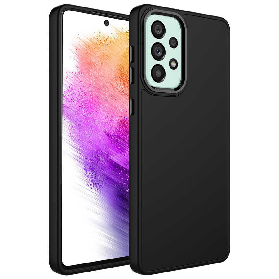Galaxy A52 Metal Çerçeve ve Buton Tasarımlı Silikon Zore Luna Kapak