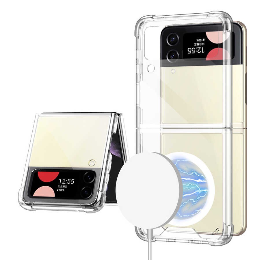 Galaxy Z Flip 3 Wireless Şarj Özellikli Airbagli Zore Kıpta Anti Shock Magsafe