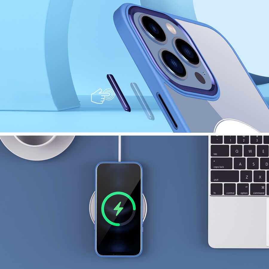 iPhone 14 Kılıf Wireless Şarj Özellikli Zore Krom Magsafe Silikon Kılıf