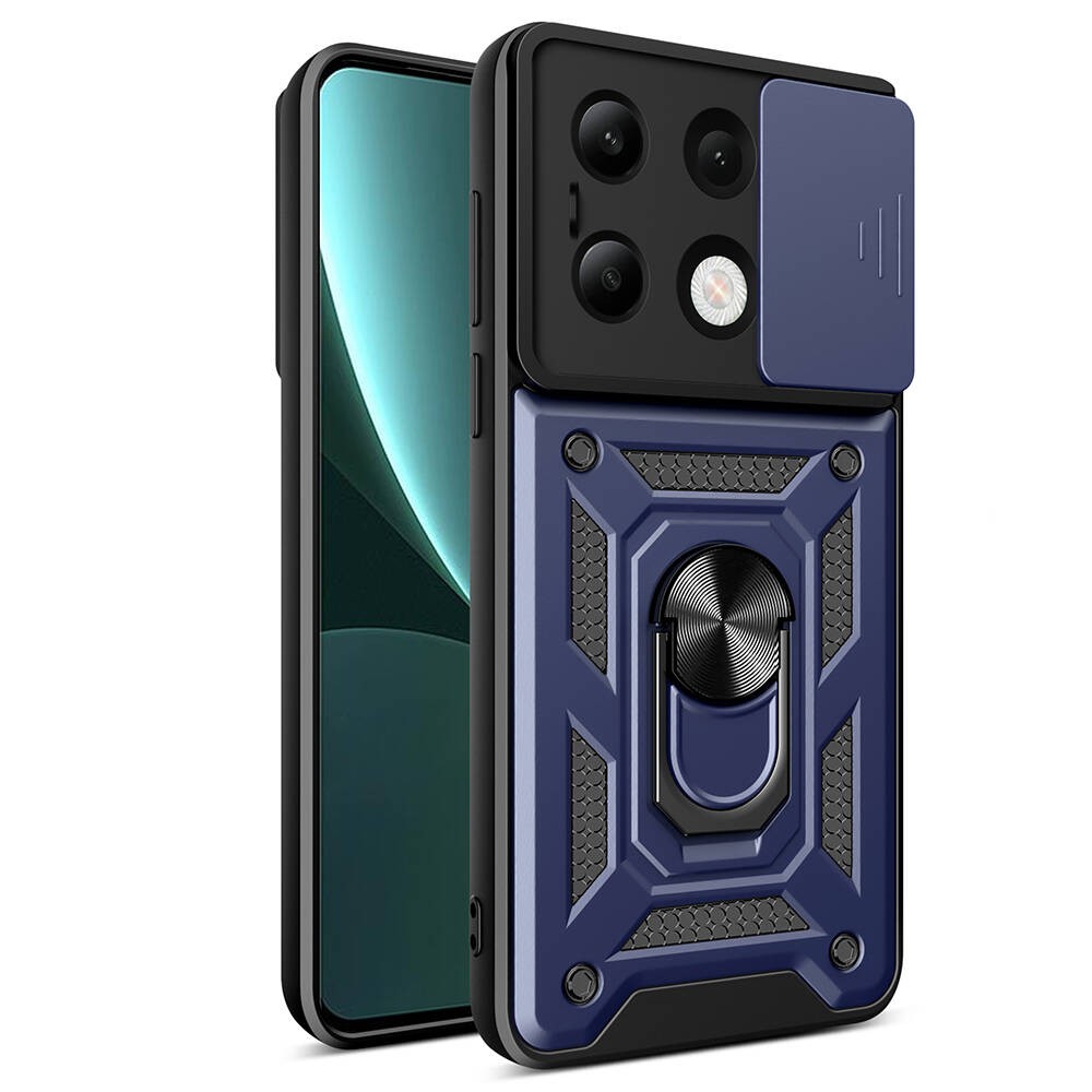 Xiaomi Redmi Note 13 4G Kılıf Magnetik Standlı Kamera Korumalı Zore Sürgülü Vega Kılıf