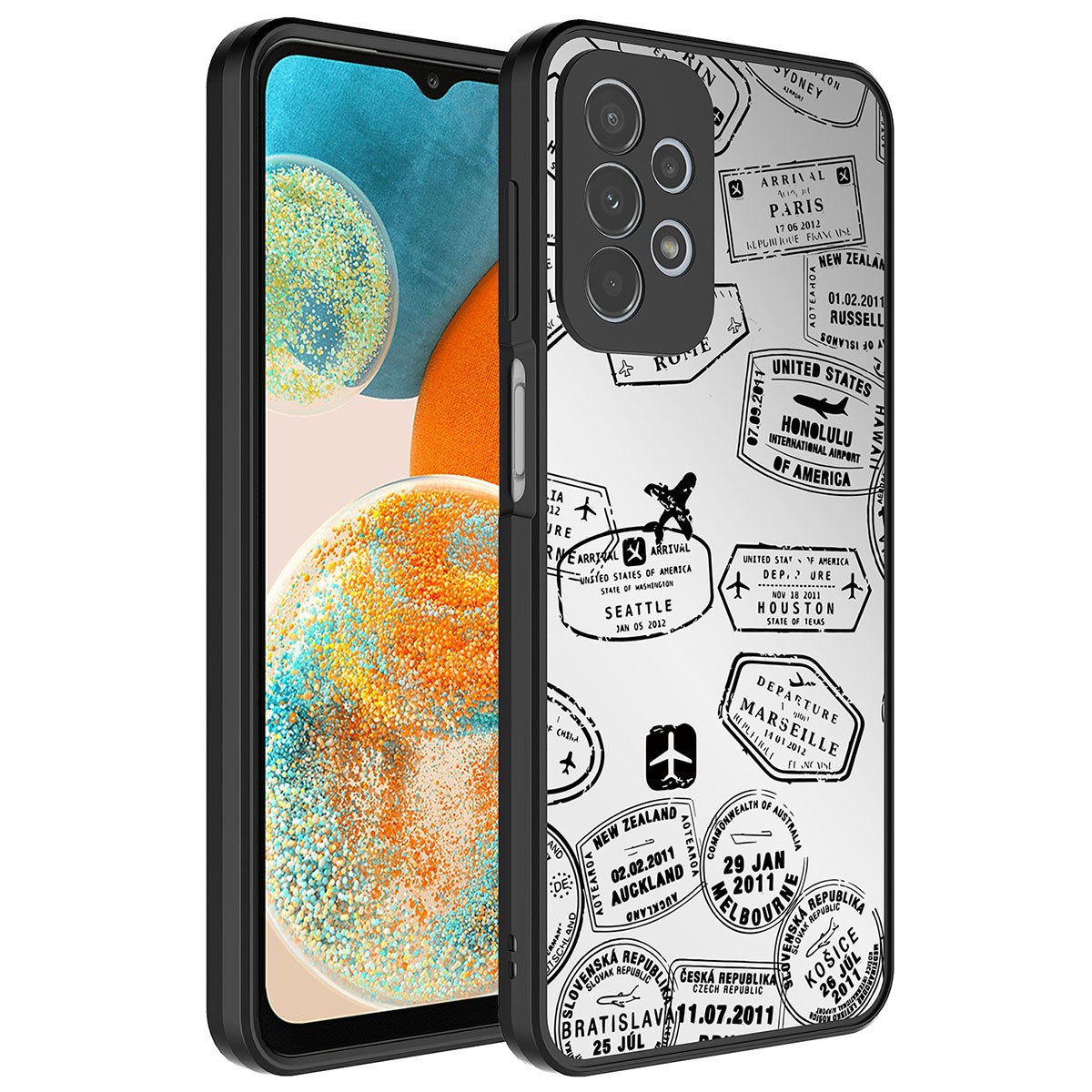 Galaxy A23 Aynalı Desenli Kamera Korumalı Parlak Zore Mirror Kapak