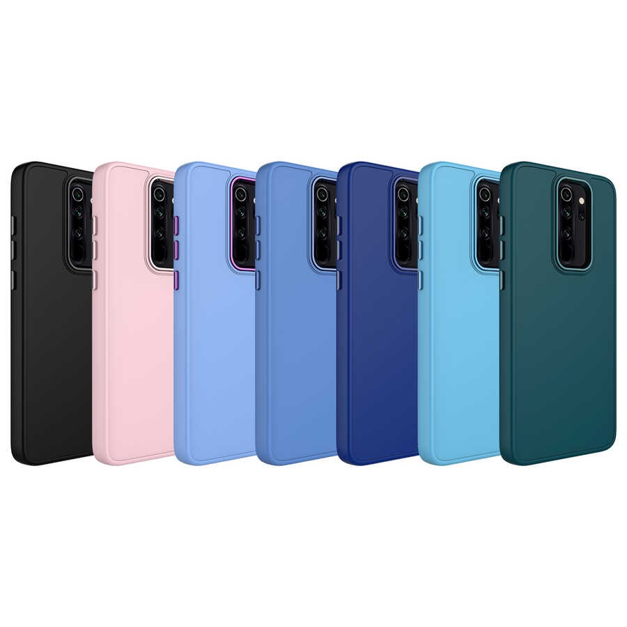 Xiaomi Redmi Note 8 Pro Metal Çerçeve ve Buton Tasarımlı Silikon Zore Luna Kapak