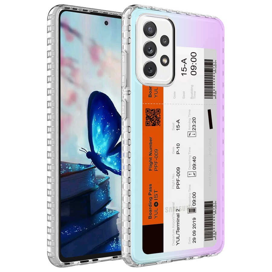Galaxy A52 Airbag Kenarlı Renkli Desenli Silikon Zore Elegans Kapak