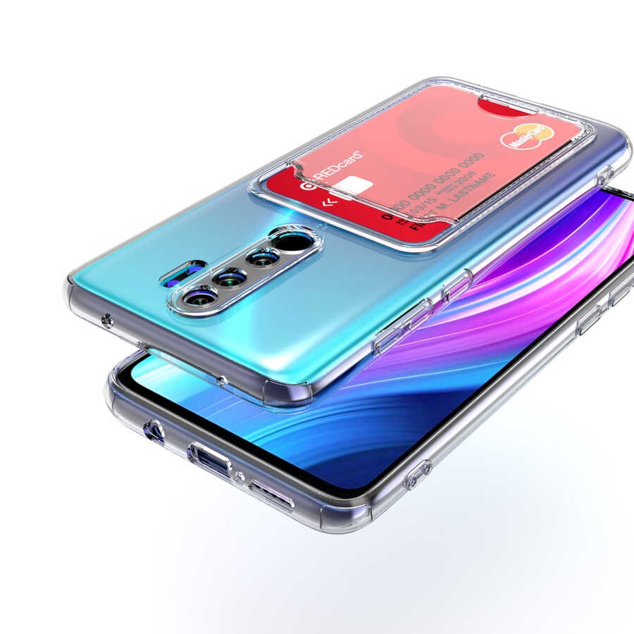 Xiaomi Redmi Note 8 Pro Kartlıklı Şeffaf Zore Setra Clear Silikon Kılıf