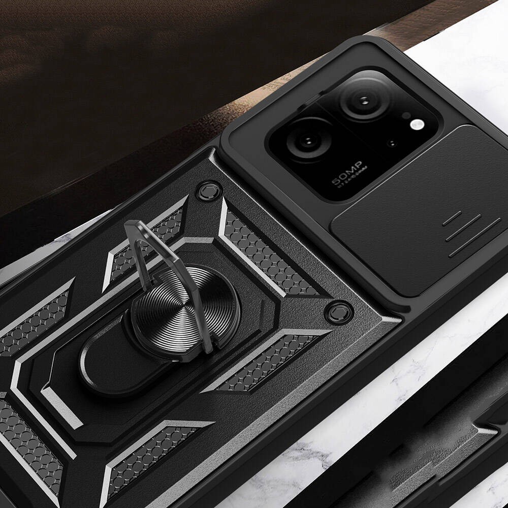 Xiaomi Mi 13T Kılıf Magnetik Standlı Kamera Korumalı Zore Sürgülü Vega Kılıf