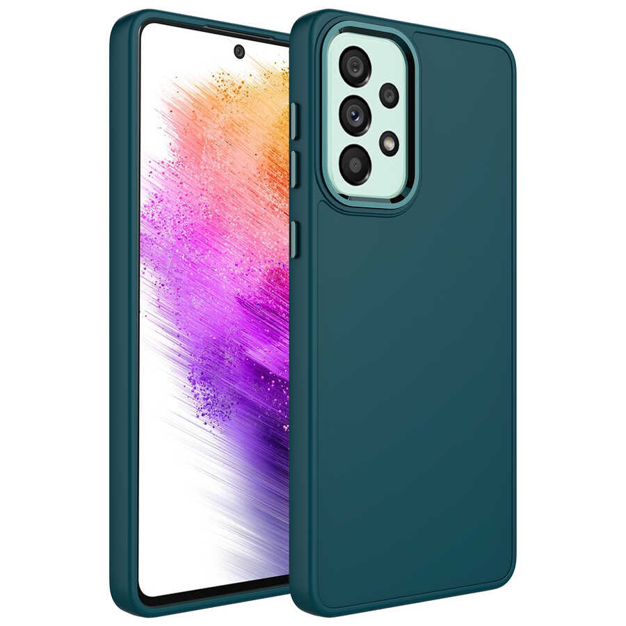 Galaxy A53 5G Metal Çerçeve ve Buton Tasarımlı Silikon Zore Luna Kapak