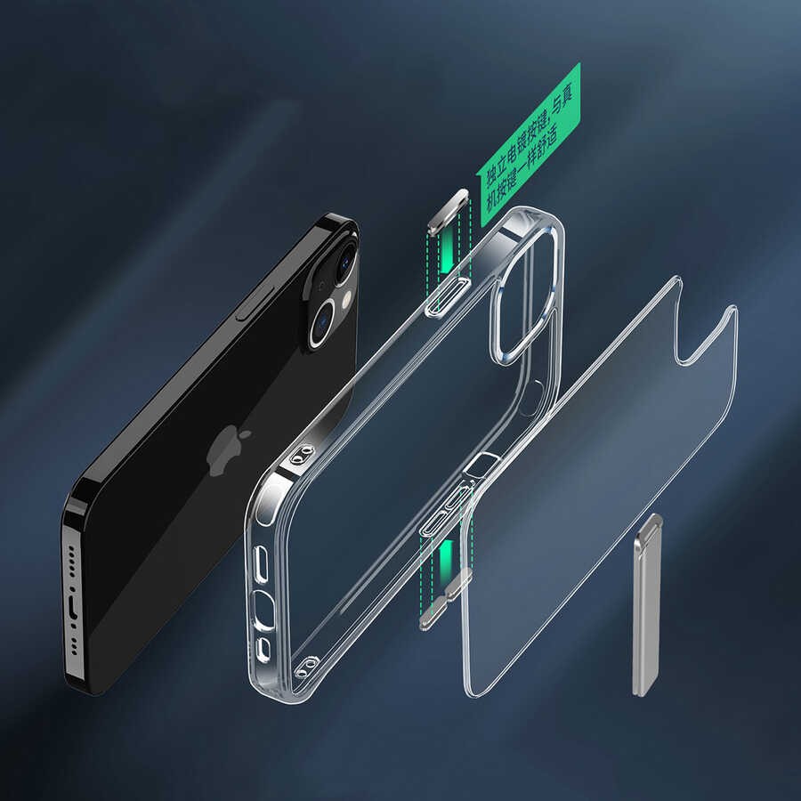 iPhone 14 Standlı Şeffaf Silikon Zore L-Stand