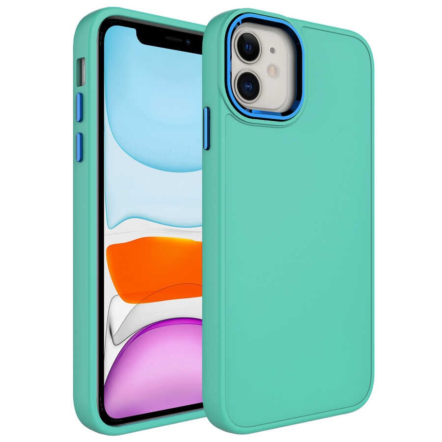iPhone 11 Metal Çerçeve ve Buton Tasarımlı Silikon Zore Luna Kapak