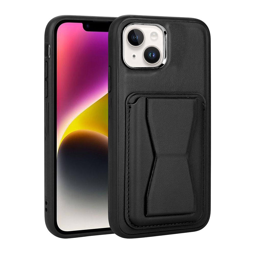 iPhone 14 Kartlıklı Standlı Pu Deri Zore Memo