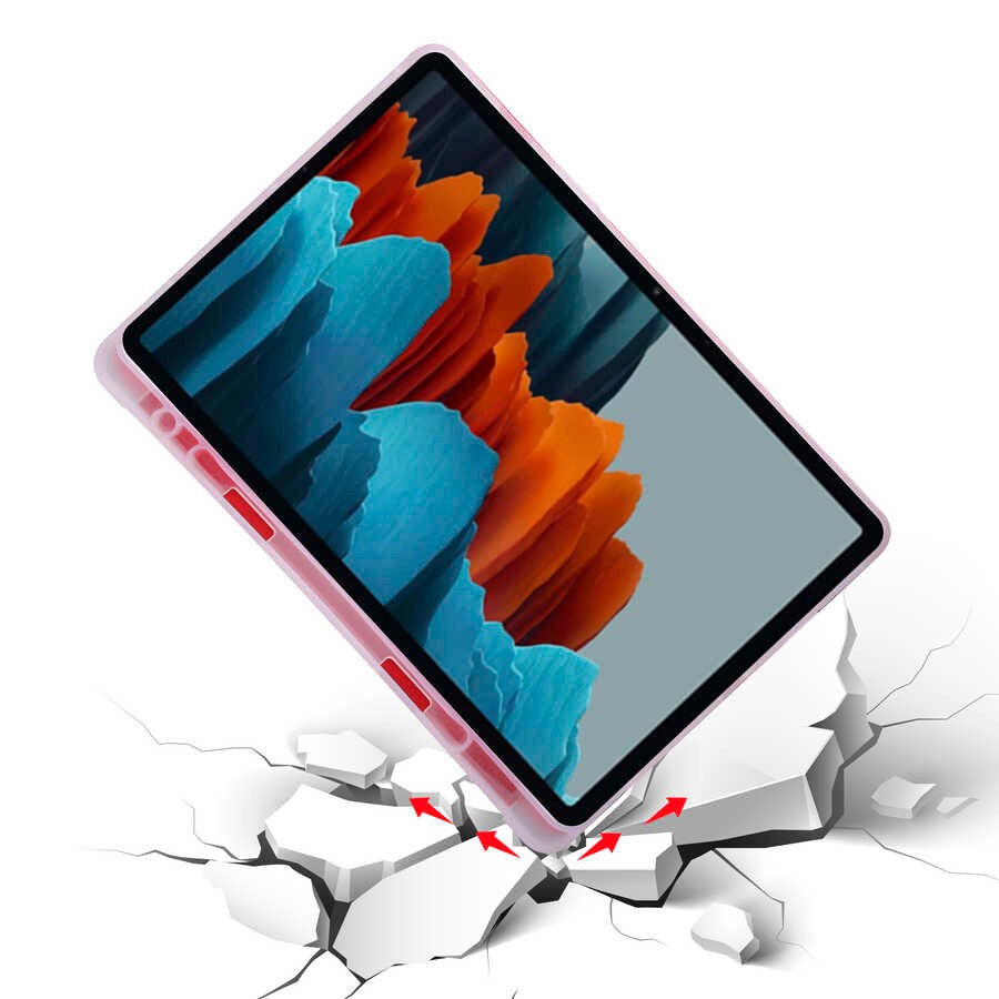 Galaxy Tab S7 Plus T970  Zore Tri Folding Kalem Bölmeli Standlı
