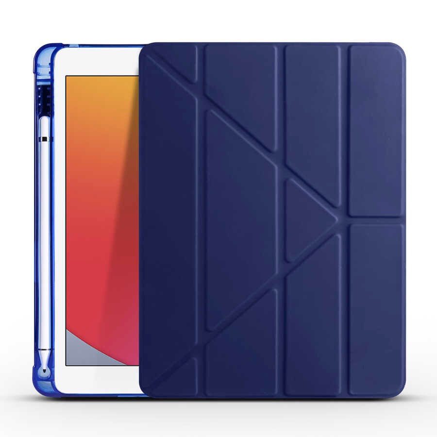 iPad 9.7 2017 (5.Nesil)  Zore Tri Folding Kalem Bölmeli Standlı
