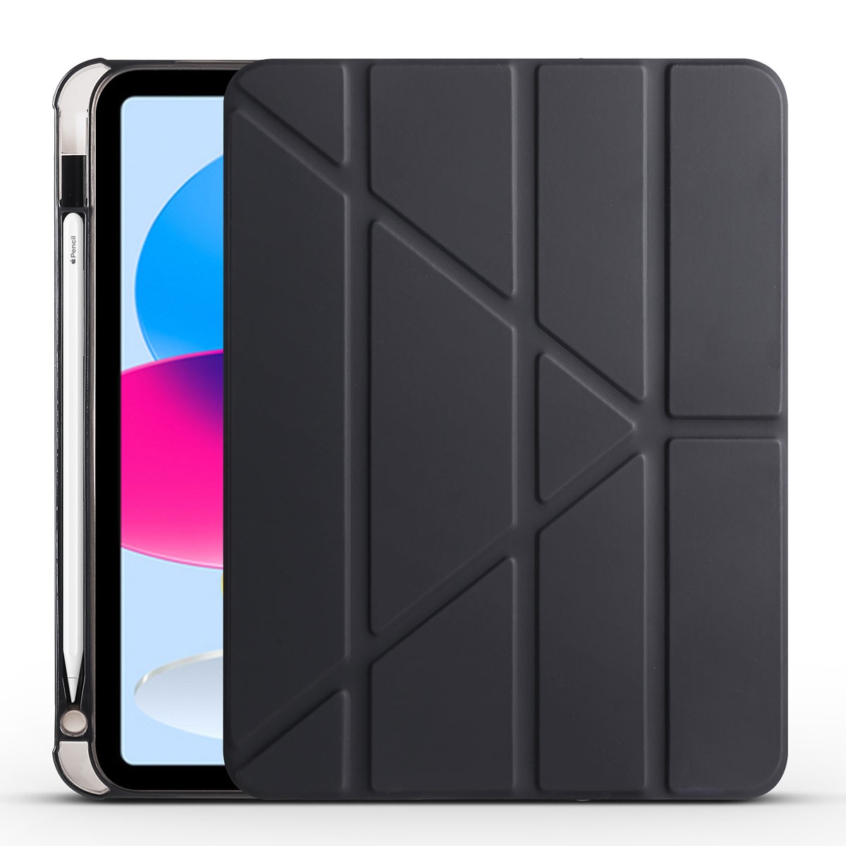 iPad 10.9 2022 (10.Nesil)  Zore Tri Folding Kalem Bölmeli Standlı