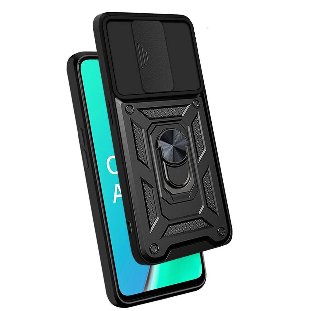 Oppo A9 2020 Kılıf Magnetik Standlı Kamera Korumalı Zore Sürgülü Vega Kılıf