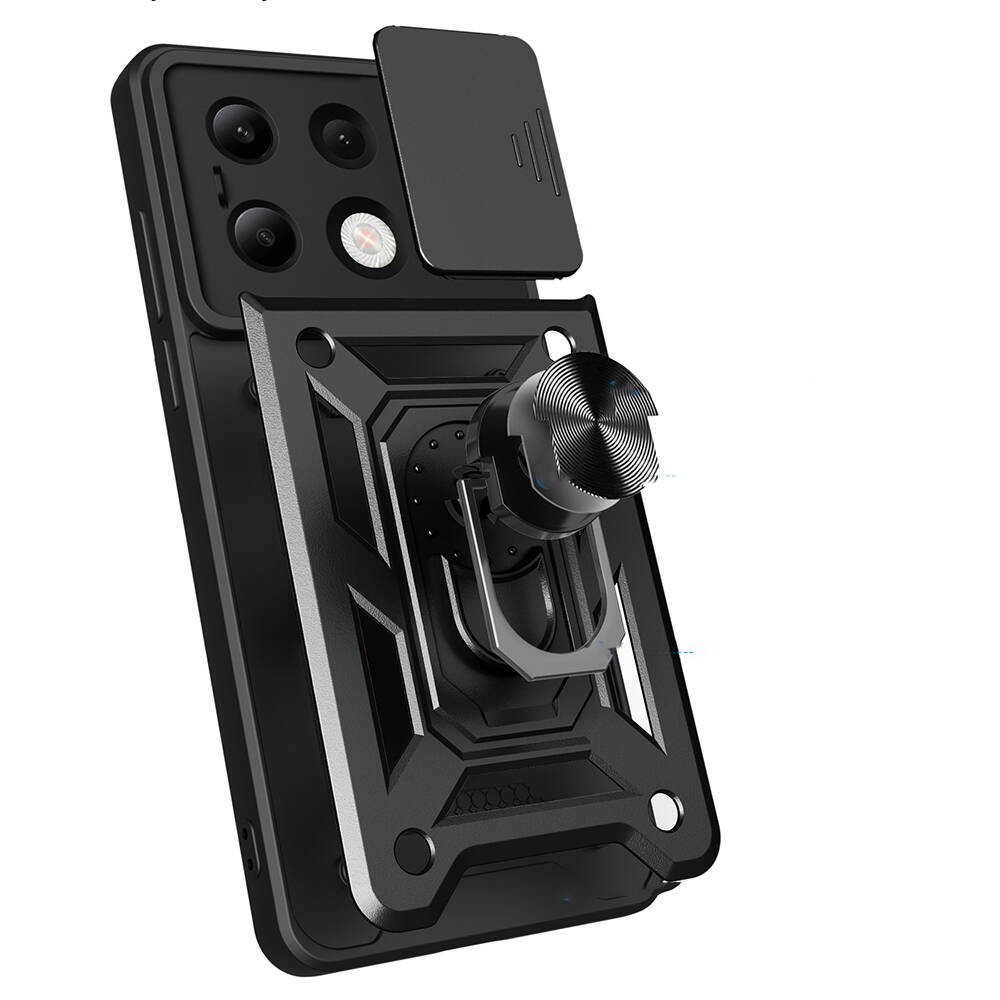 Xiaomi Redmi Note 13 4G Kılıf Magnetik Standlı Kamera Korumalı Zore Sürgülü Vega Kılıf