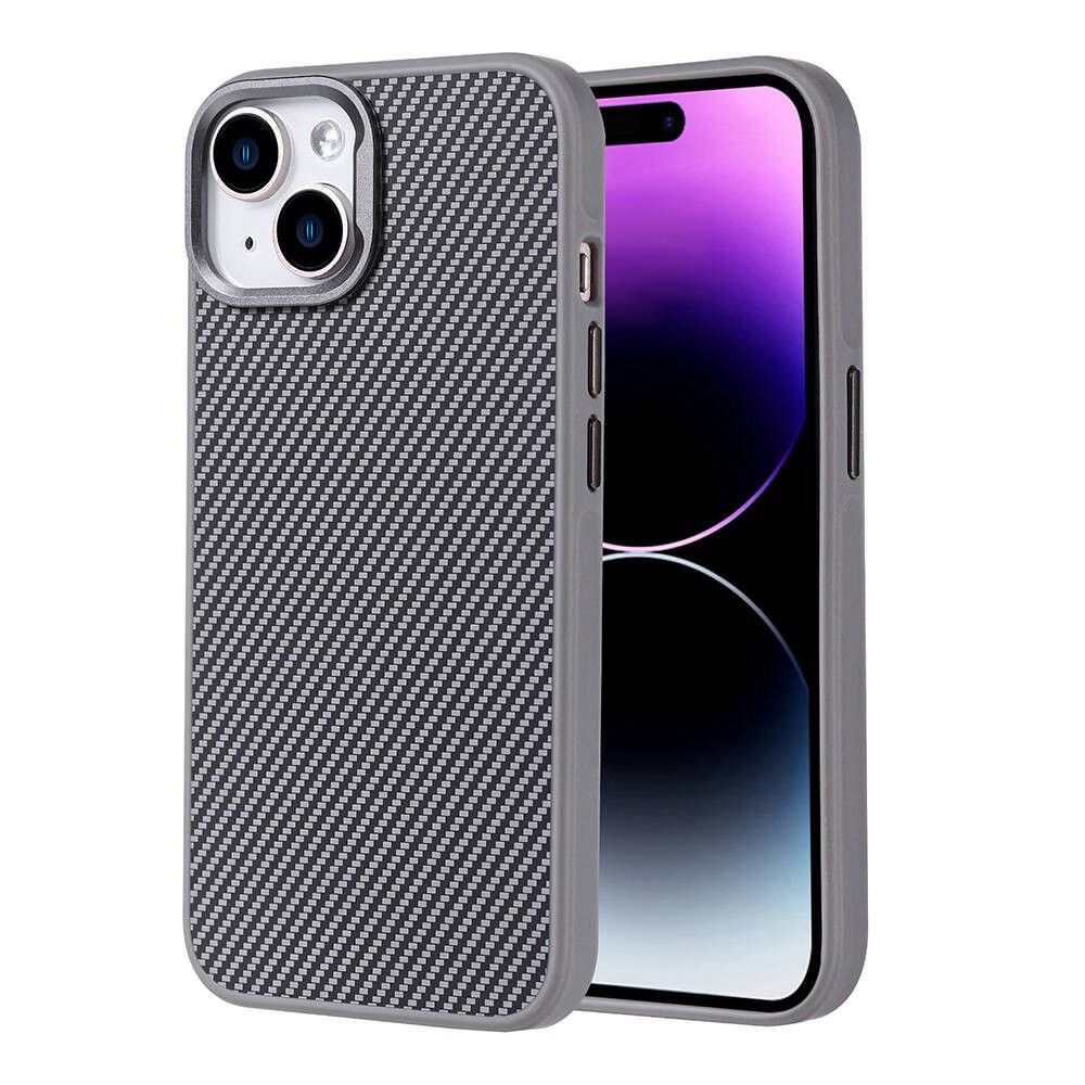 iPhone 15 Case Carbon Fiber Look Zore Troy Case with Magsafe Charging Feature