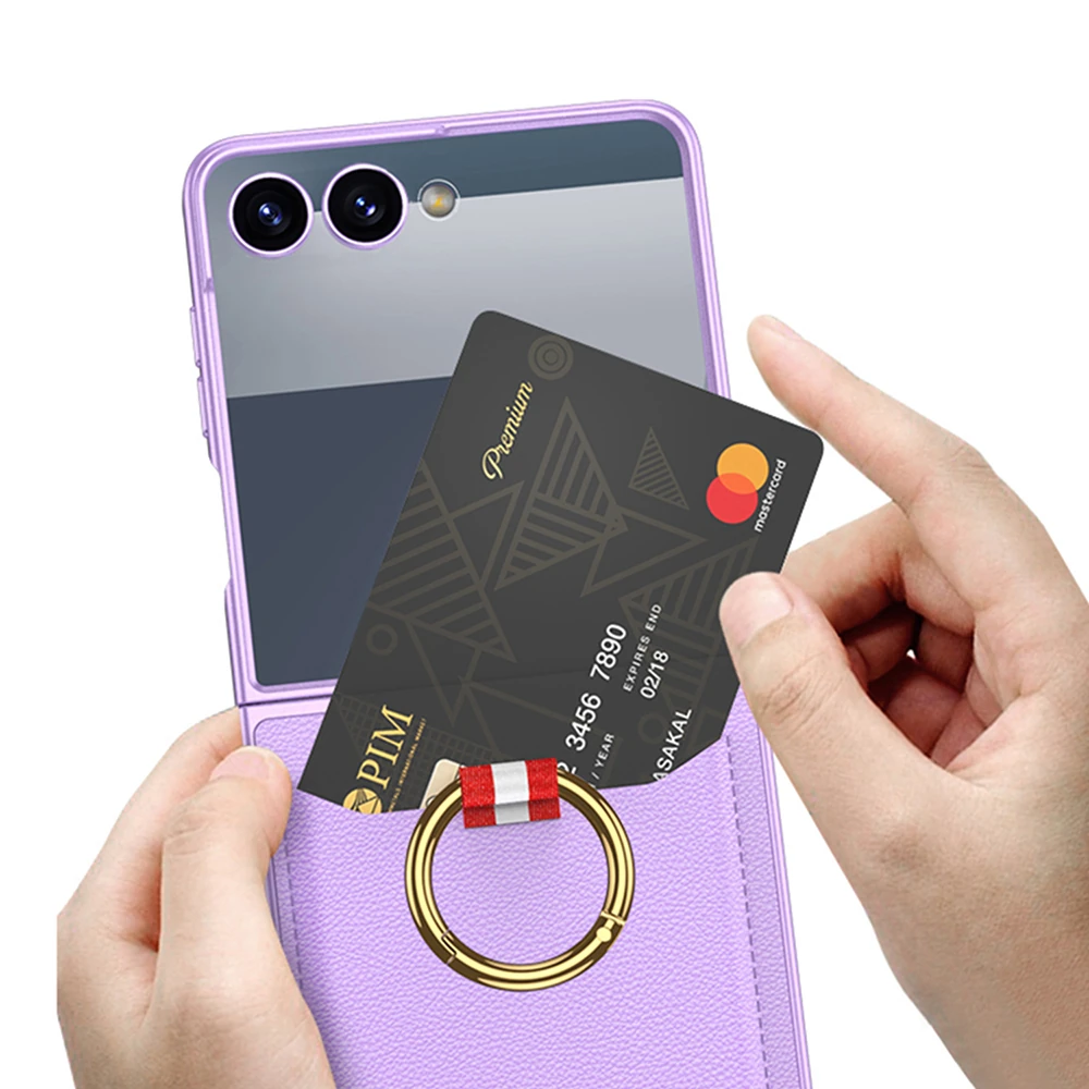 Galaxy Z Flip 7 Zore Kıpta Yüzüklü Kartlıklı Kapak