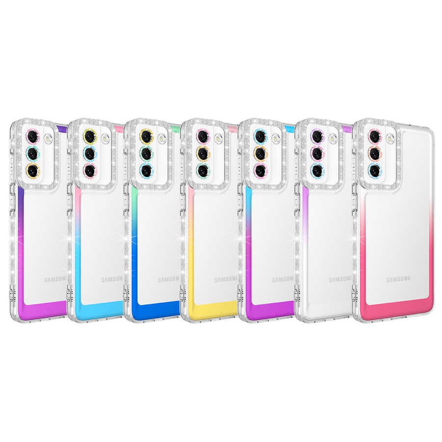 Galaxy S21 FE Kılıf Simli ve Renk Geçiş Tasarımlı Lens Korumalı Zore Park Kılıf