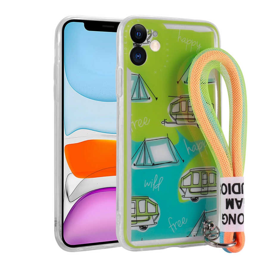 iPhone 11 Desenli El Askılı İpli Zore Astana Silikon