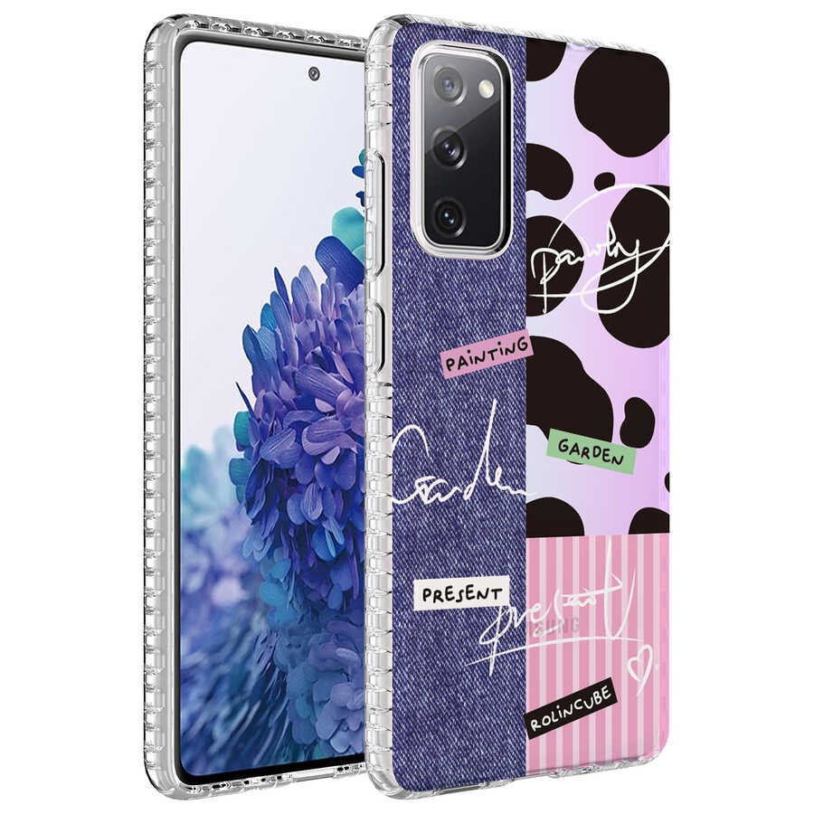 Galaxy S20 FE Airbag Kenarlı Renkli Desenli Silikon Zore Elegans Kapak