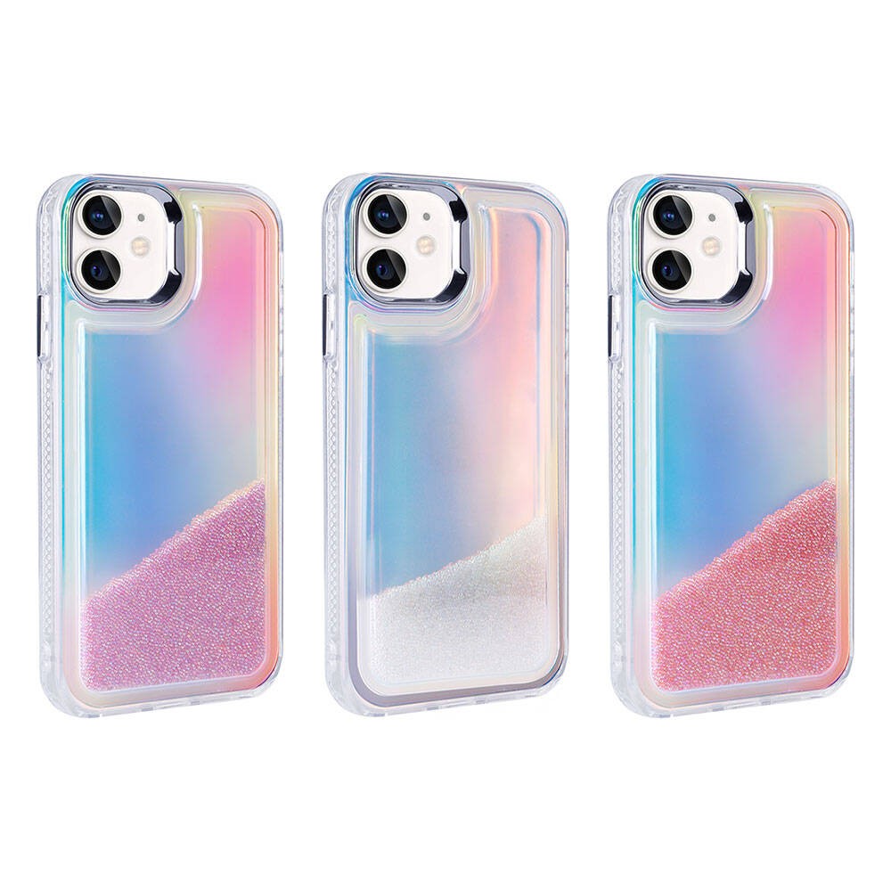 iPhone 12 Case with Airbag Colorful Back Surface Bead Design Rona Sand Cover