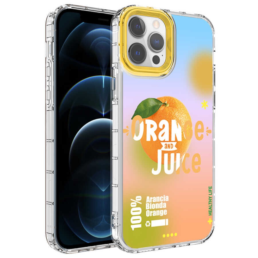 iPhone 12 Pro Kamera Korumalı Renkli Desenli Sert Silikon Zore Korn Kılıf