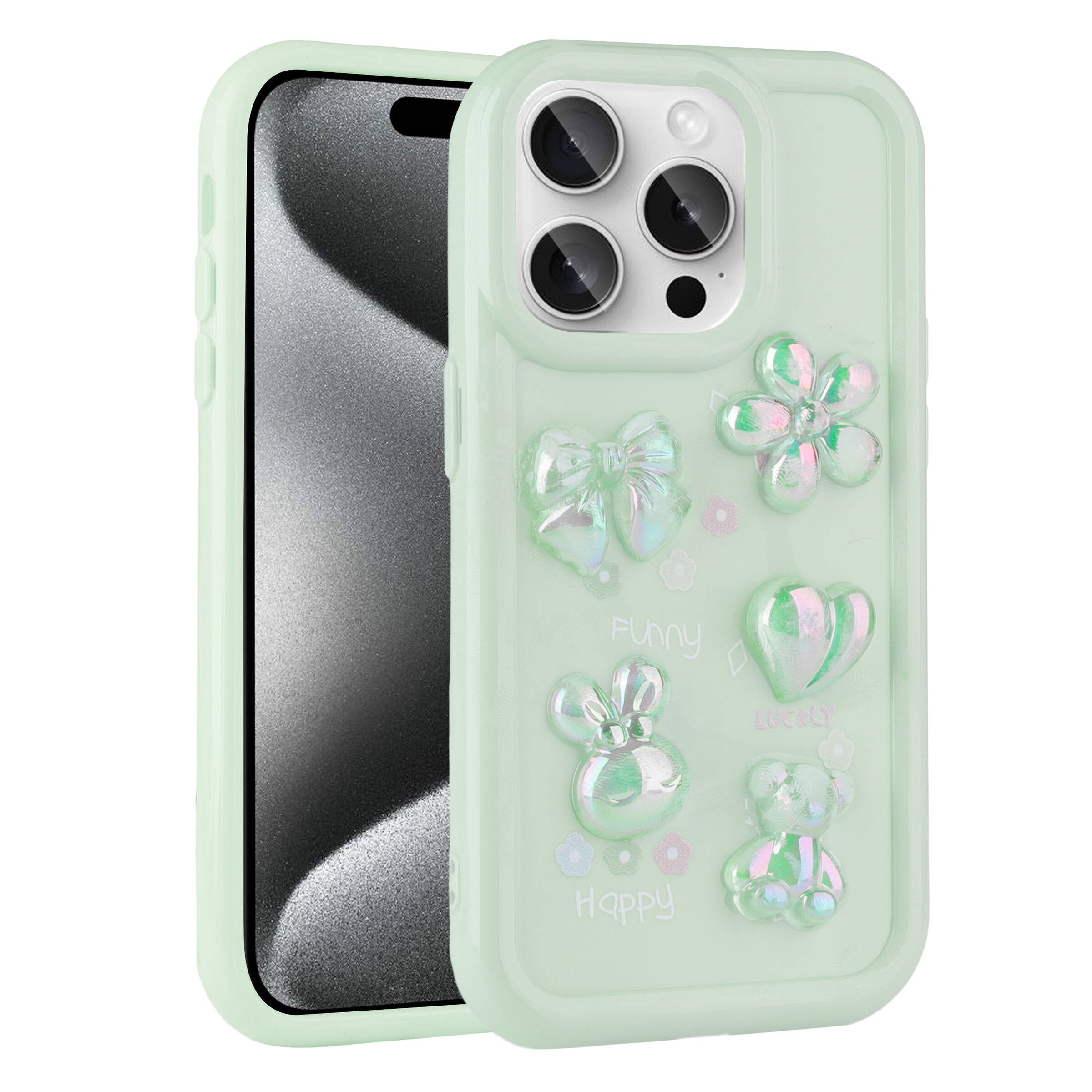 Shiny Rona Toys Silicone Case with Relief Figure Compatible with iPhone 15 Pro