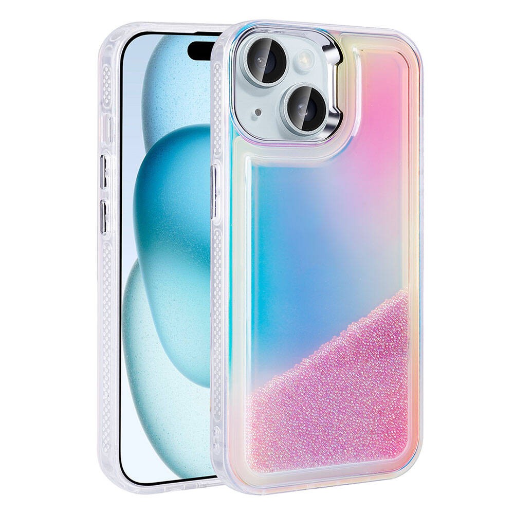 iPhone 13 Case with Airbag Colorful Back Surface Bead Design Rona Sand Cover