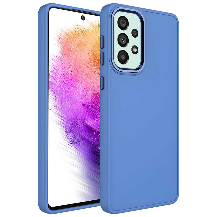 Galaxy A52 Metal Çerçeve ve Buton Tasarımlı Silikon Zore Luna Kapak
