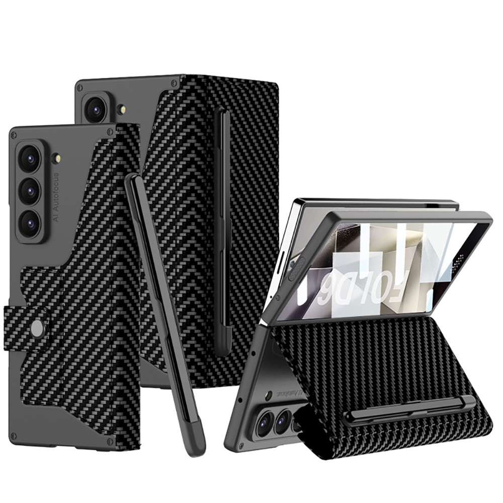 Galaxy Z Fold 6 Kamera Korumalı Karbon Tasarımlı Zore Kıpta Kalem Bölmeli Fest