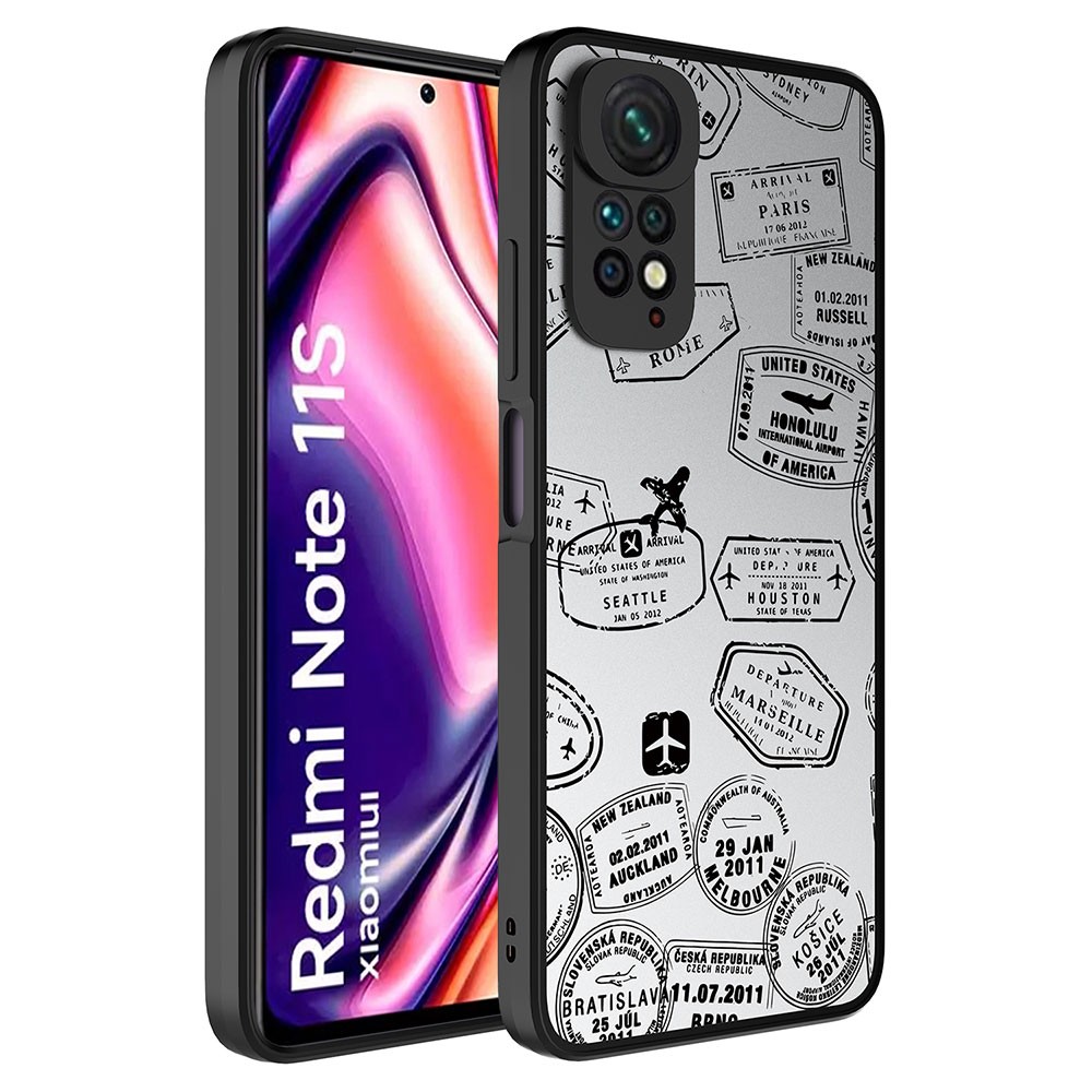 Xiaomi Redmi Note 11S Global Aynalı Desenli Kamera Korumalı Parlak Zore Mirror Kapak