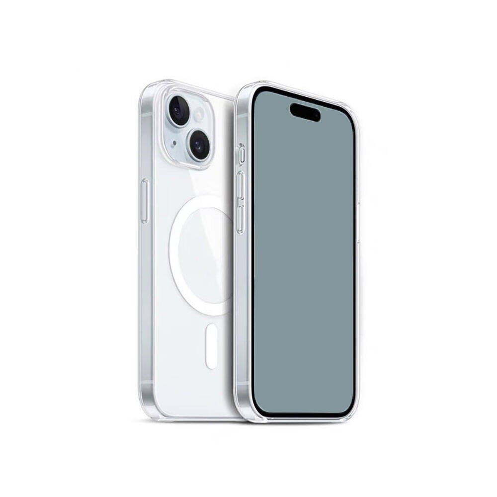 iPhone 14 Plus Compatible Transparent Hard PC Zore Embos Case with Magsafe Charging Feature - Colorless