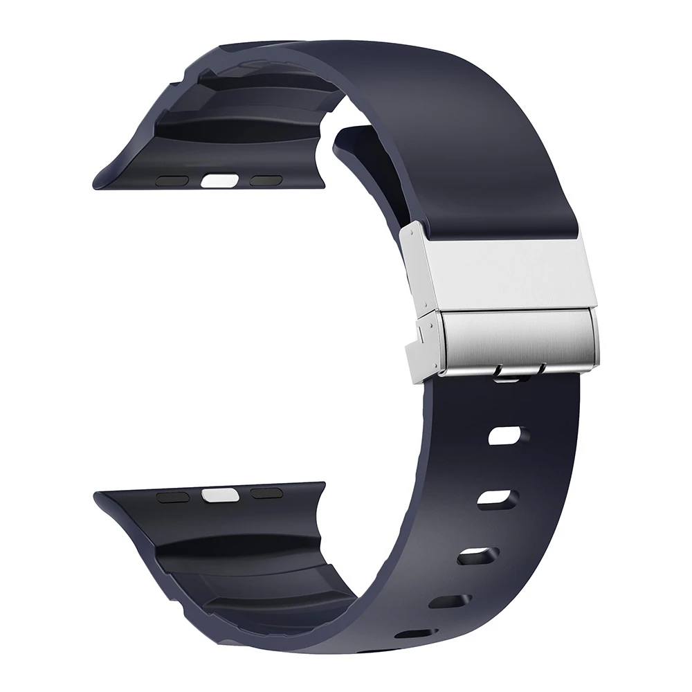 Apple Watch 7 45mm Zore KRD-145 Metal Tokalı Silikon Kordon