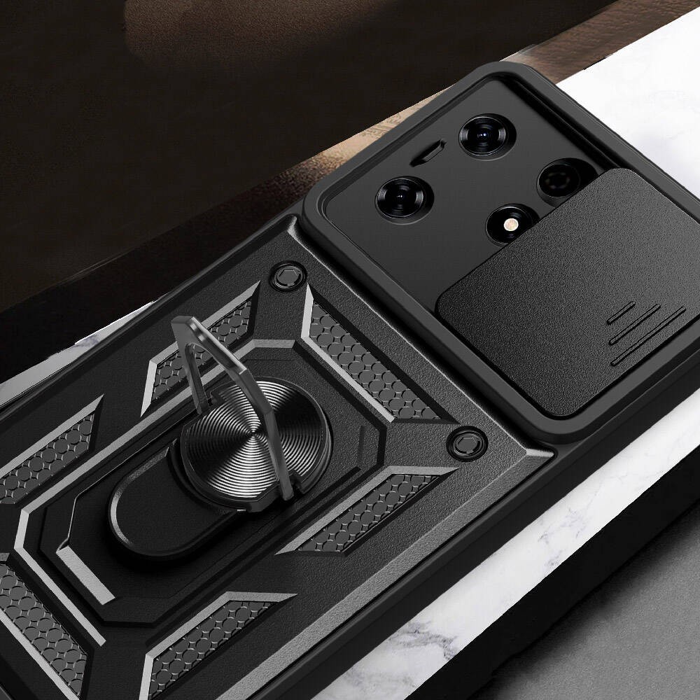 Tecno Spark 10 Pro Kılıf Magnetik Standlı Kamera Korumalı Zore Sürgülü Vega Kılıf