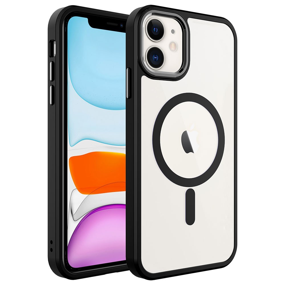 iPhone 11 Uyumlu Wireless Şarj Özellikli Rona Krom Magsafe Silikon Kılıf