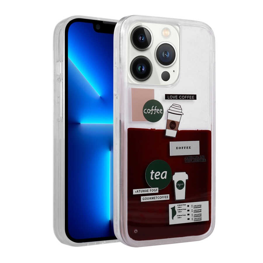 iPhone 13 Pro Desenli Sıvılı Zore Drink Silikon