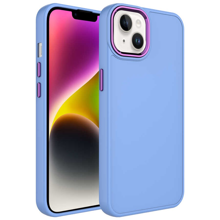 iPhone 13 Metal Çerçeve ve Buton Tasarımlı Silikon Zore Luna Kapak